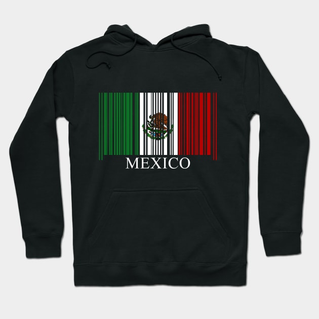 Mexican Flag Barcode Mexico Pride Hoodie by Stuffosaurus
